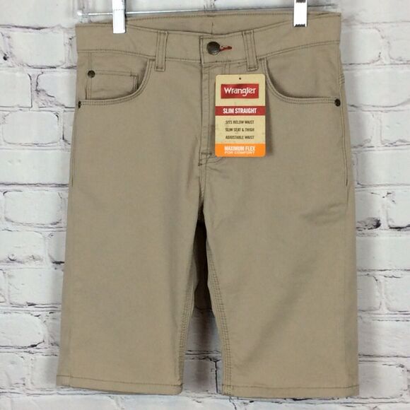Wrangler Boys Size 8 Shorts Khakis Slim Straight Adjustable Waist Hiking Outdoor - Picture 1 of 10